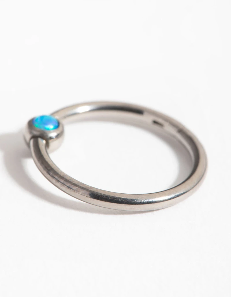 Titanium Faux Opal Belly Ring