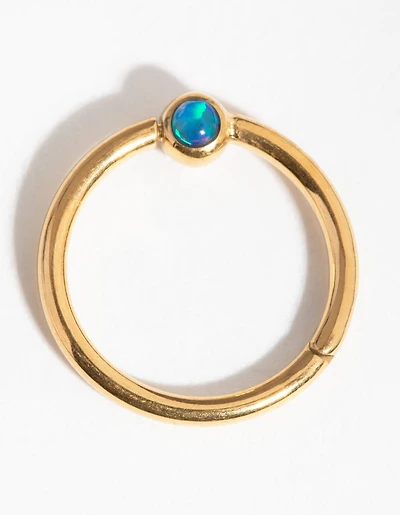 Titanium Gold Faux Opal Clicker Ring