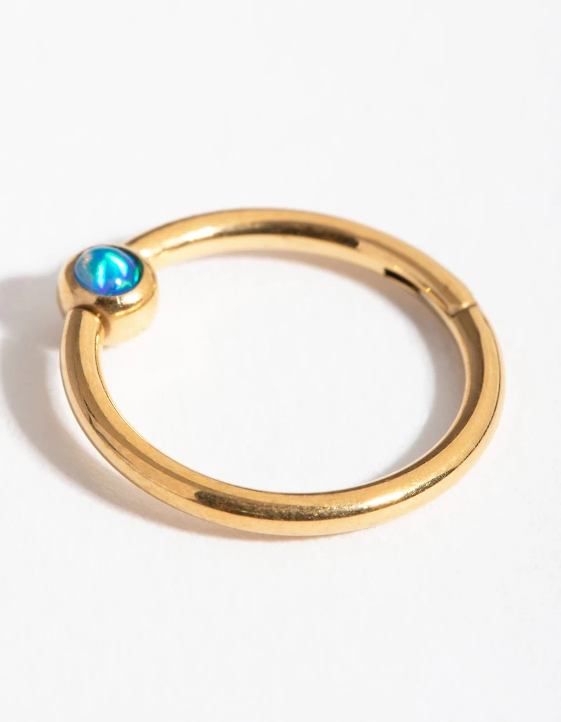Titanium Gold Faux Opal Clicker Ring