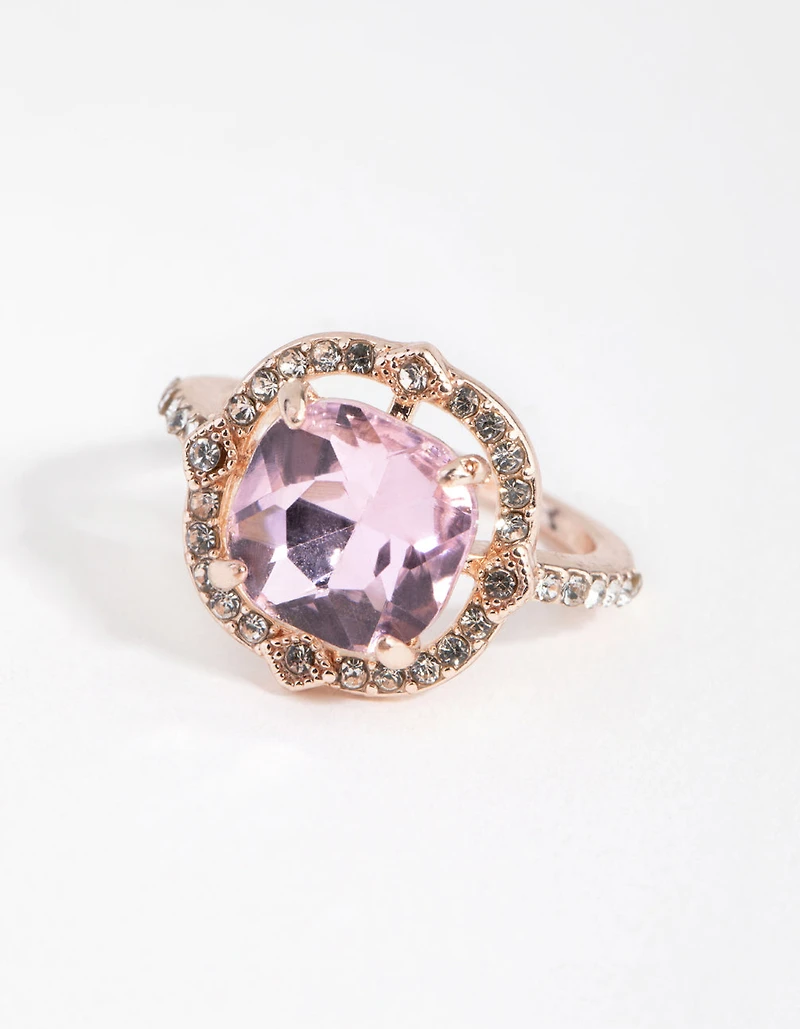 Rose Gold Pink Stone Ring