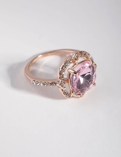 Rose Gold Pink Stone Ring