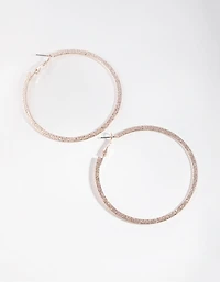 Rose Gold Sandblast Hoop Earrings