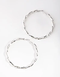 Silver Double Twist Hoop Earrings