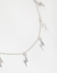 Silver Multi Lightning Station Necklace