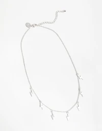 Silver Multi Lightning Station Necklace