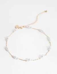 Gold Tripple Pearl Station Choker