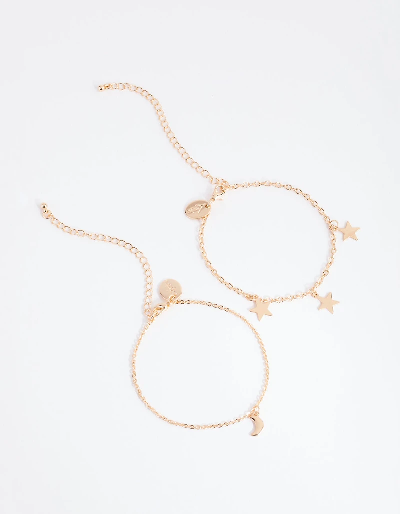 Gold Star & Moon Bracelet Pack