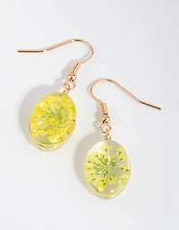 Oval Clear Bead Drop Earrings