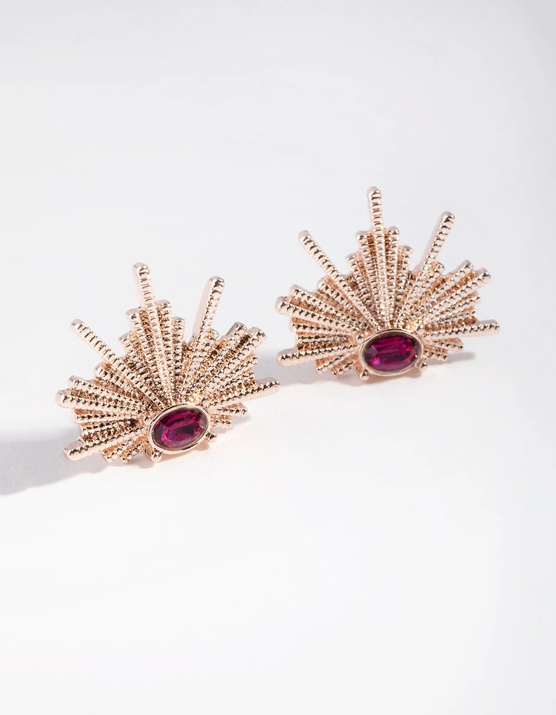 Rose Gold Radiating Stud Earrings