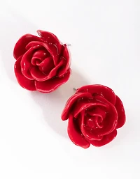 Gold Large Rose Stud Earrings