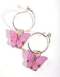Rose Gold Mini Butterfly Hoop Earrings