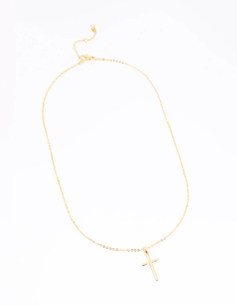 Gold Plated 45cm Cross Necklace