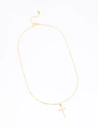 Gold Plated 45cm Cross Necklace