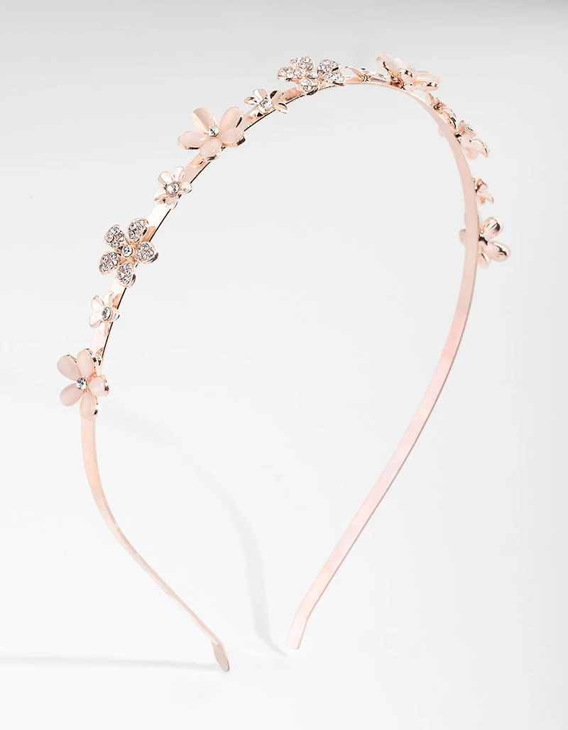 Bandeau en pierre de fleurs en or rose