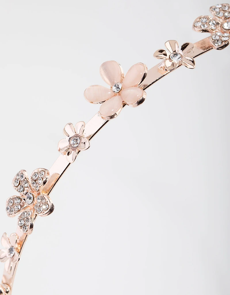 Bandeau en pierre de fleurs en or rose