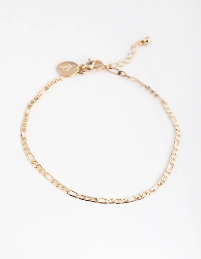 Gold 2mm Figaro Anklet