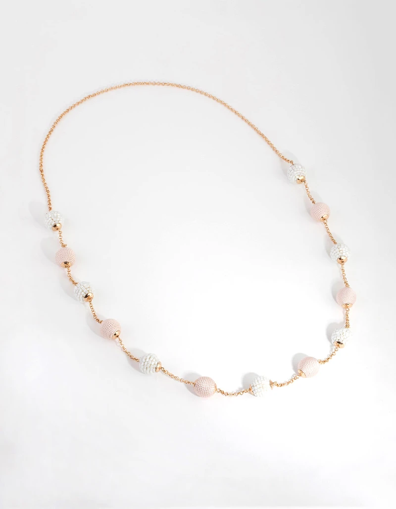 Gold Wrap Bead Station Necklace