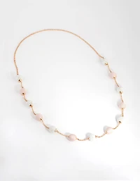 Gold Wrap Bead Station Necklace