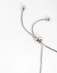 Silver Cubic Zirconia Navette Flower Toggle Tennis Bracelet