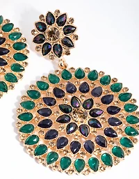 Gold Multi Flower Jewel Earrings