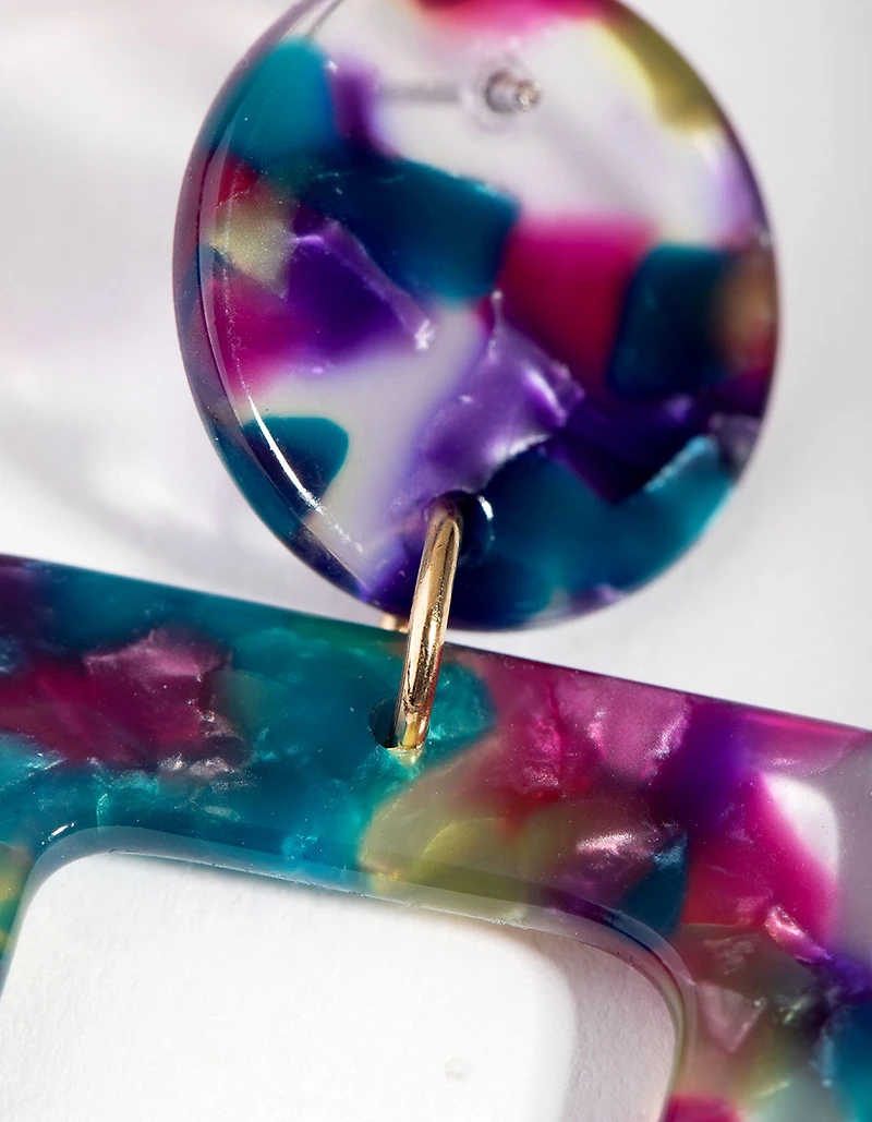 Acrylic Rectangle Cut-Out Drop Earrings