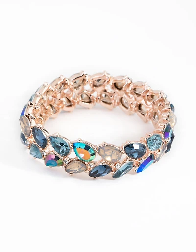 Rose Gold Navette Mix Stretch Bracelet