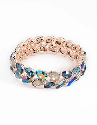 Rose Gold Navette Mix Stretch Bracelet