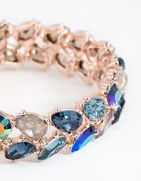 Rose Gold Navette Mix Stretch Bracelet