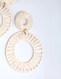 Fabric Raffia Double Disc Drop Earrings