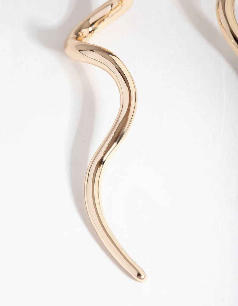 Gold Squiggle Drop Earrings