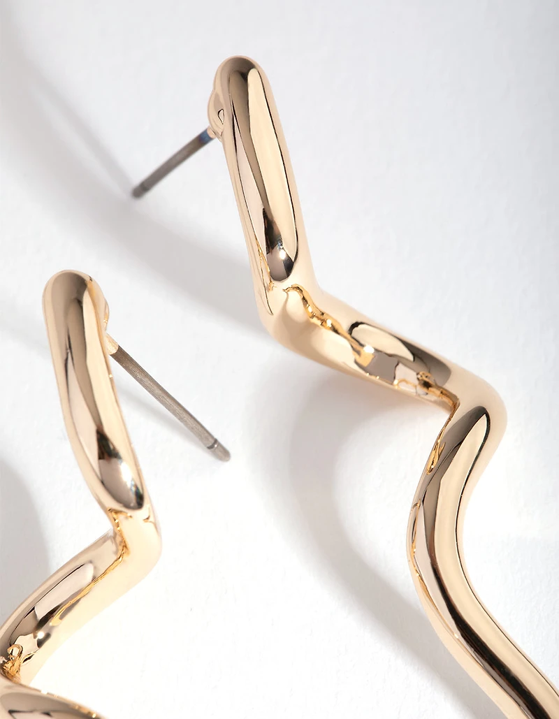 Gold Squiggle Drop Earrings