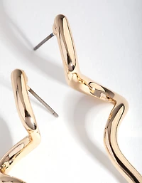 Gold Squiggle Drop Earrings