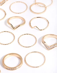 Gold Glitter Geometric Ring 24-Pack