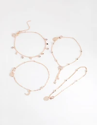 Rose Gold Celestial Drop Bracelet 4-Pack