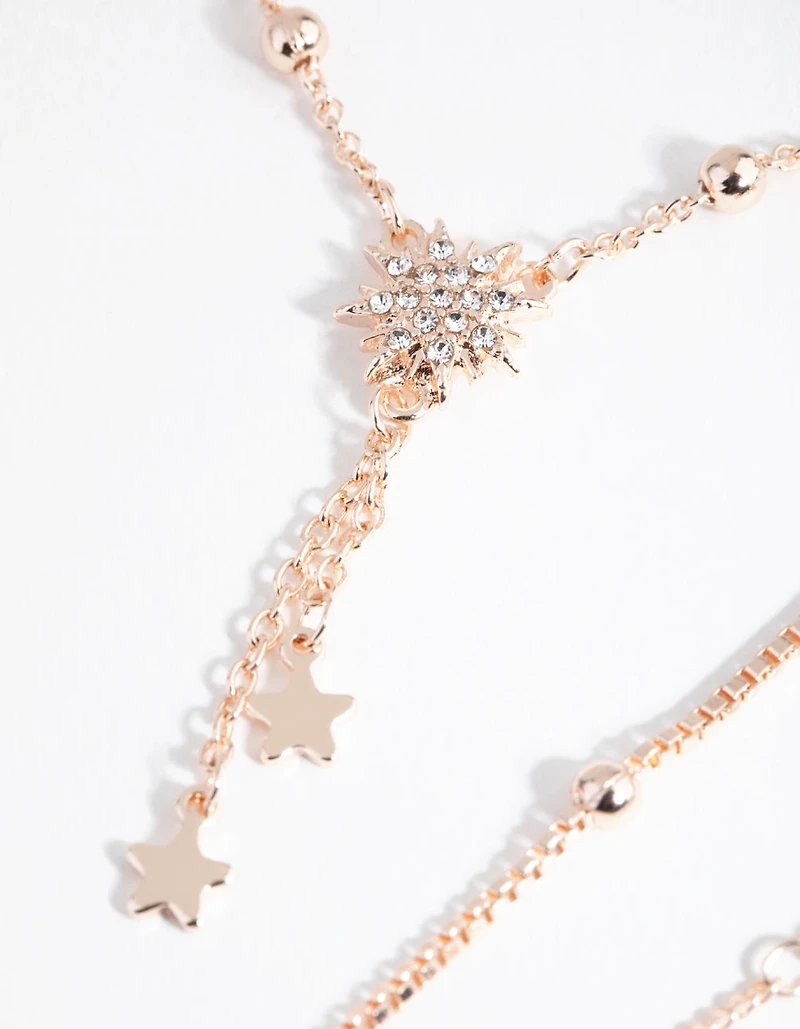 Rose Gold Celestial Drop Bracelet 4-Pack