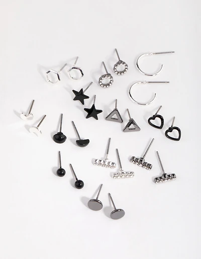 Mixed Metal Geometric Shapes Earring 12-Pack