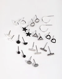 Mixed Metal Geometric Shapes Earring 12-Pack