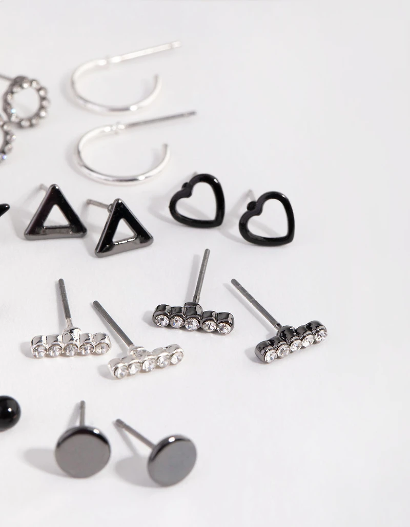Mixed Metal Geometric Shapes Earring 12-Pack