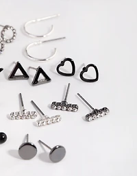 Mixed Metal Geometric Shapes Earring 12-Pack