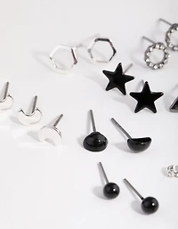 Mixed Metal Geometric Shapes Earring 12-Pack