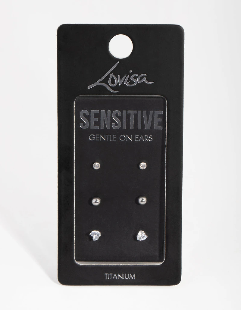 Surgical Steel Love Stud Pack Earrings