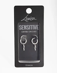 Titanium Lightning Huggie Earrings