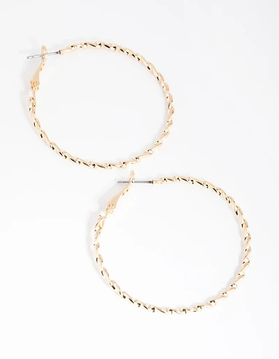 Gold Twist 40mm Hoop Earrings