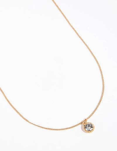 Gold Circular Diamante Pendant Necklace