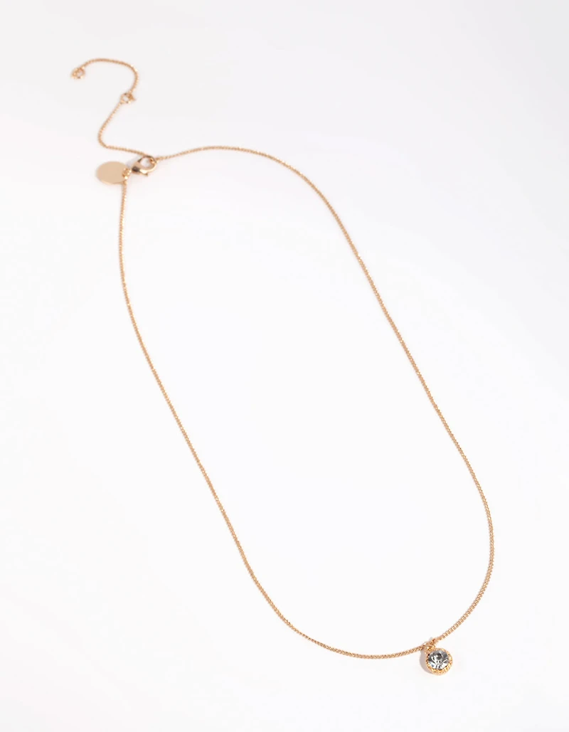 Gold Circular Diamante Pendant Necklace