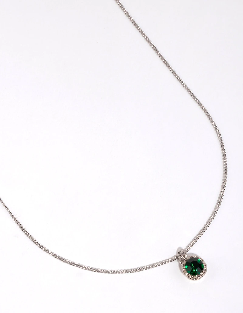 Silver Circle Diamante Pendant Necklace