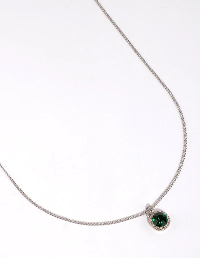Silver Circle Diamante Pendant Necklace