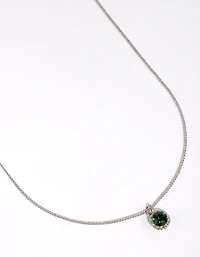 Silver Circle Diamante Pendant Necklace