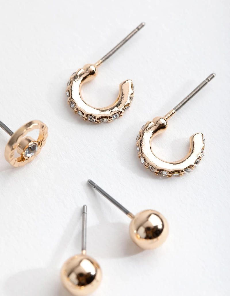 Boucle d’oreille Gold Mini Hoop & Stud 8-Pack