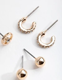 Boucle d’oreille Gold Mini Hoop & Stud 8-Pack